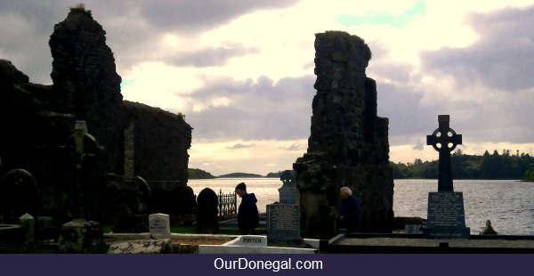 The Abbey Ruins And Graveyard Overlooking Donegal Bay At The Eske Estuary